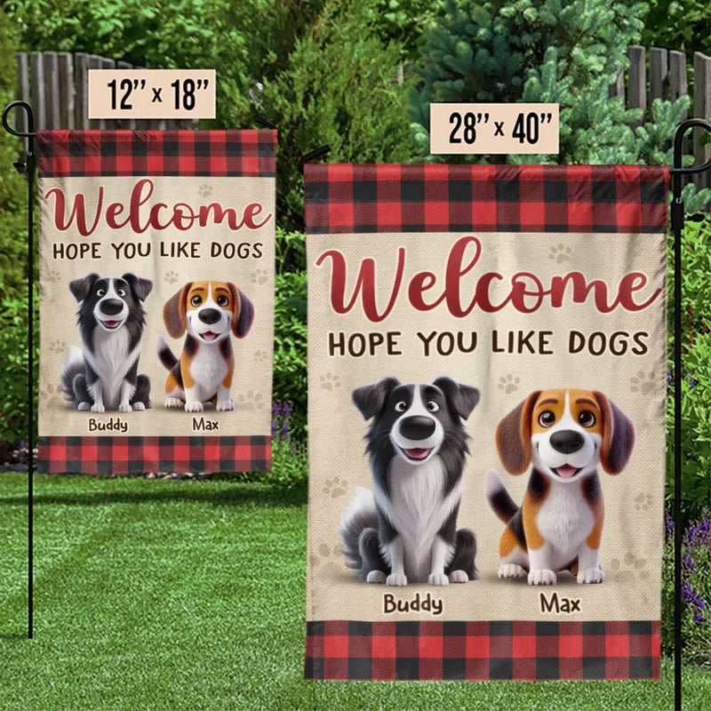 Custom Name Dog Lover Welcome Decor - Personalized Flag