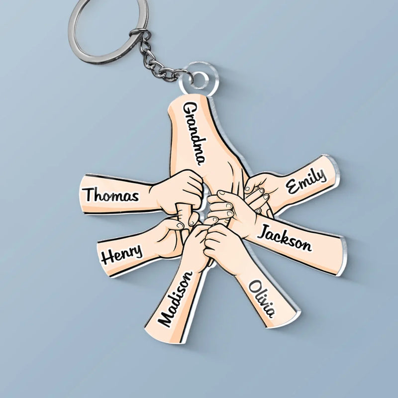 Where Love Grows - Family Personalized Custom Shaped Acrylic Keychain - Gift For Mom, Grandma