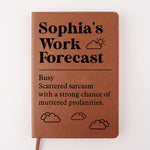 Custom Name Funny Work Forecast Gifts - Personalized Leather Journal