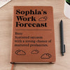 Work Forecast - Coworker Personalized Custom Leather Journal - Appreciation, Retirement Gift For Coworkers, Work Friends, Colleagues