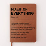 Custom Name Fixer of Everything Gifts for Problem Solvers - Personalized Leather Journal