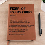 Custom Name Fixer of Everything Gifts for Problem Solvers - Personalized Leather Journal
