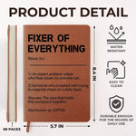 Custom Name Fixer of Everything Gifts for Problem Solvers - Personalized Leather Journal