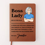 Custom Name Boss Lady Gifts for Women - Personalized Leather Journal