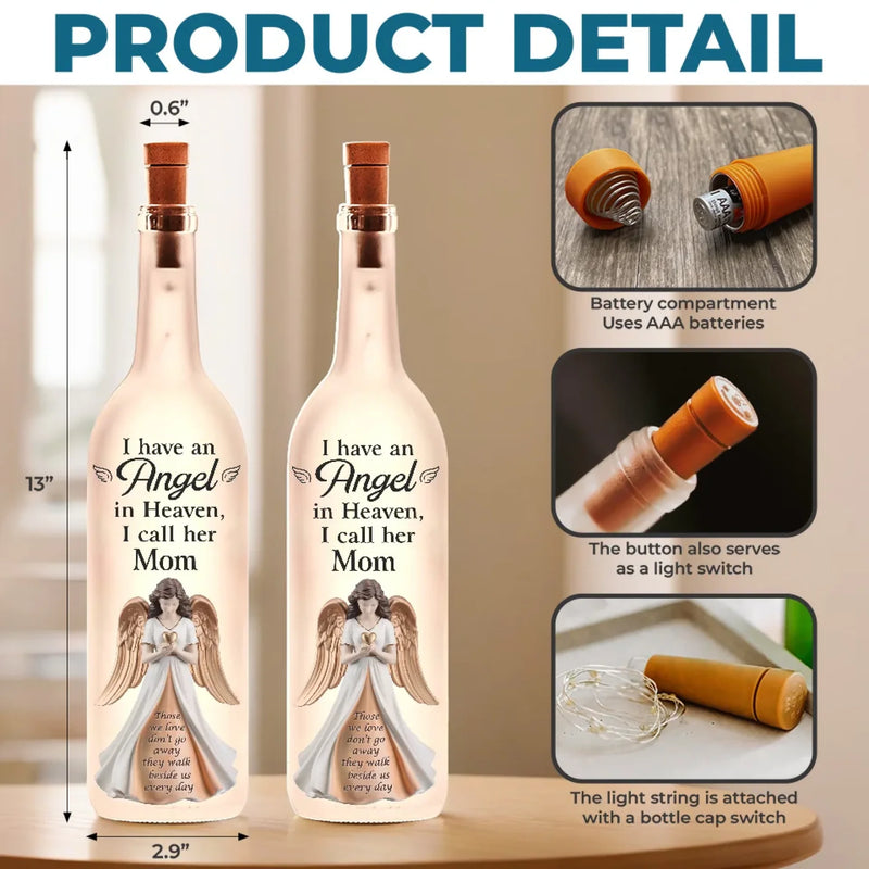 Gone But Never Forgotten - Memorial Personalized Custom Bottle Lamp - Sympathy Gift For Family Members