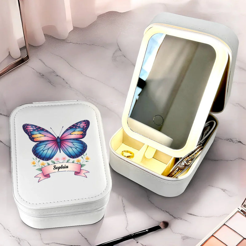 Custom Name Butterfly Makeup Gifts - Personalized Makeup Box