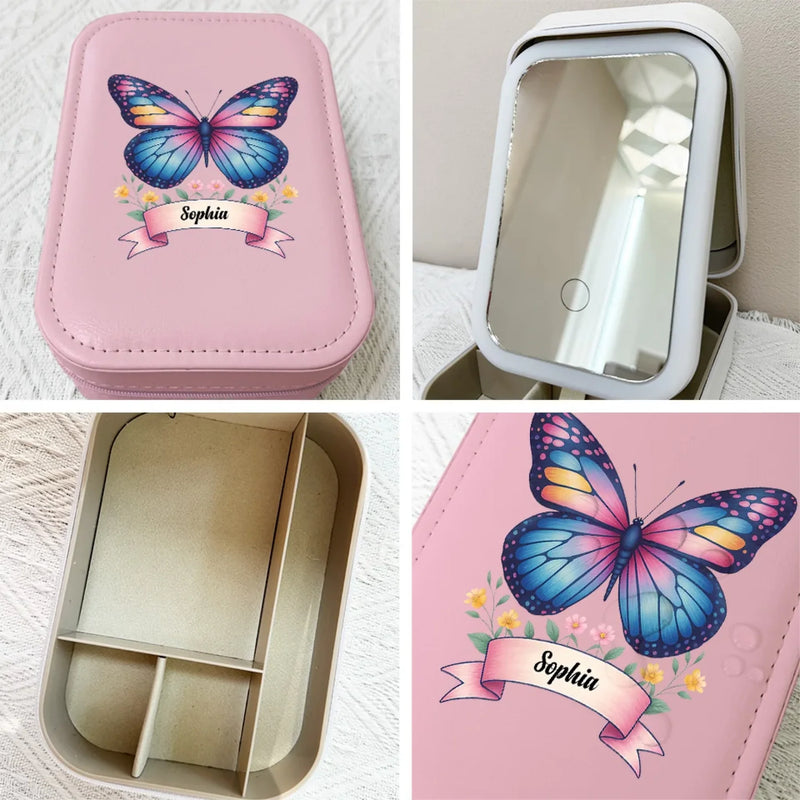 Custom Name Butterfly Makeup Gifts - Personalized Makeup Box
