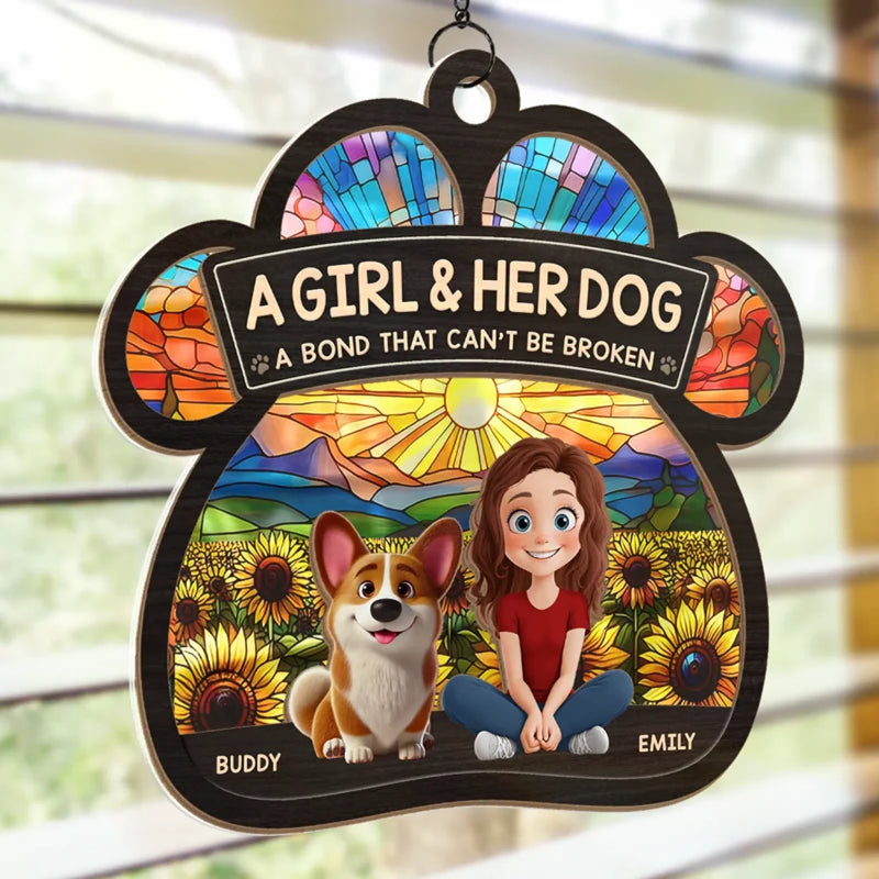 Fur, Love, And A Best Friend For Life - Dog Personalized Window Hanging Suncatcher Ornament - Gift For Pet Owners, Pet Lovers