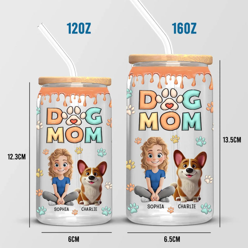 A Fur Mom’s Love Is Forever - Dog & Cat Personalized Custom Glass Cup, Iced Coffee Cup -  Gift For Pet Owners, Pet Lovers