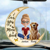 I Love You To The Moon And Back - Dog & Cat Personalized Custom Car Ornament - Acrylic Custom Shaped - Gift For Pet Owners, Pet Lovers
