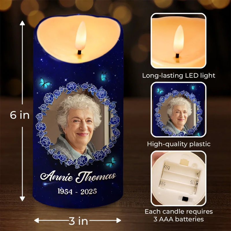 Custom Photo Though Absent, You Remain Ever Near - Memorial Personalized Custom LED Candle - Sympathy Gift For Family Members