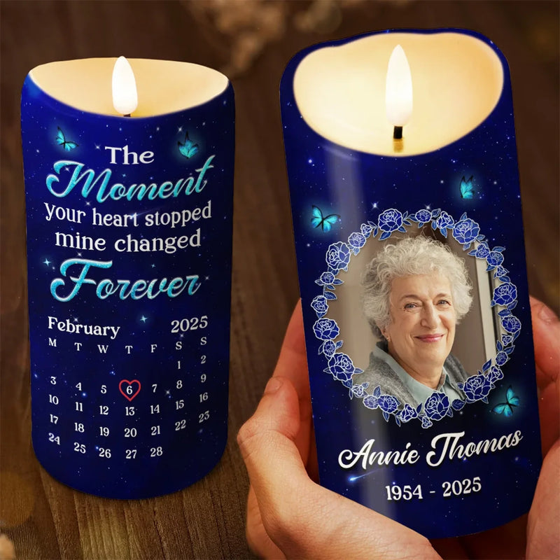 Custom Photo Though Absent, You Remain Ever Near - Memorial Personalized Custom LED Candle - Sympathy Gift For Family Members