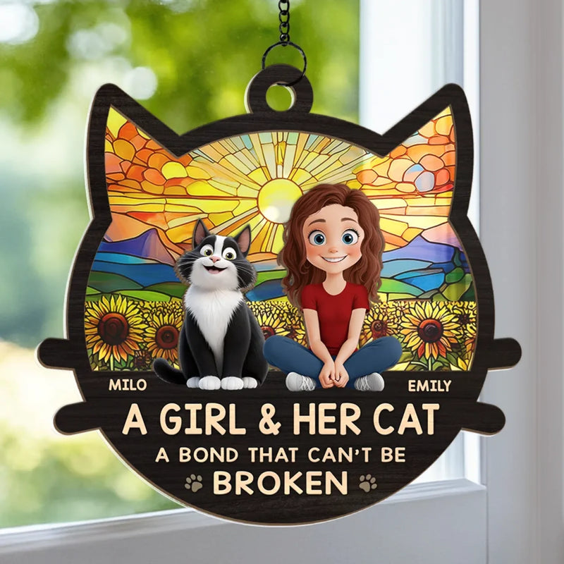 A Love That Shines Forever - Cat Personalized Window Hanging Suncatcher Ornament - Gift For Pet Owners, Pet Lovers