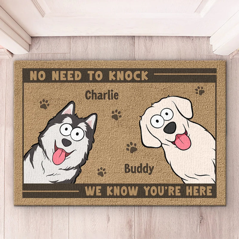 Furry Greeters Ready To Say Hello - Dog Personalized Custom Home Decor Decorative Mat - House Warming Gift For Pet Owners, Pet Lovers