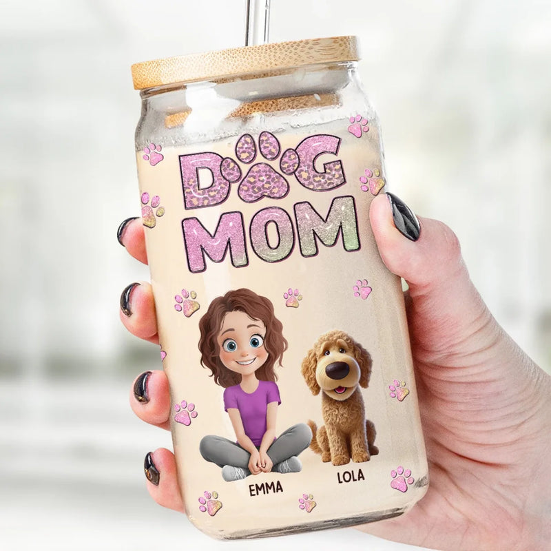 Custom Name Dog Mom Gifts for Women - Personalized Glass Cup