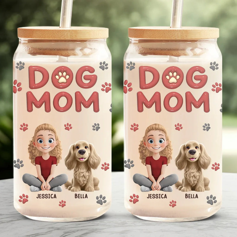 Custom Name Dog Mom Gifts - Personalized Glass Cup