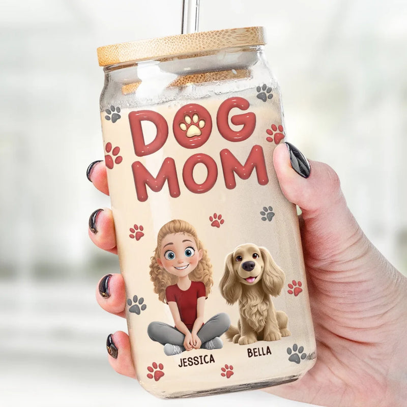Custom Name Dog Mom Gifts - Personalized Glass Cup