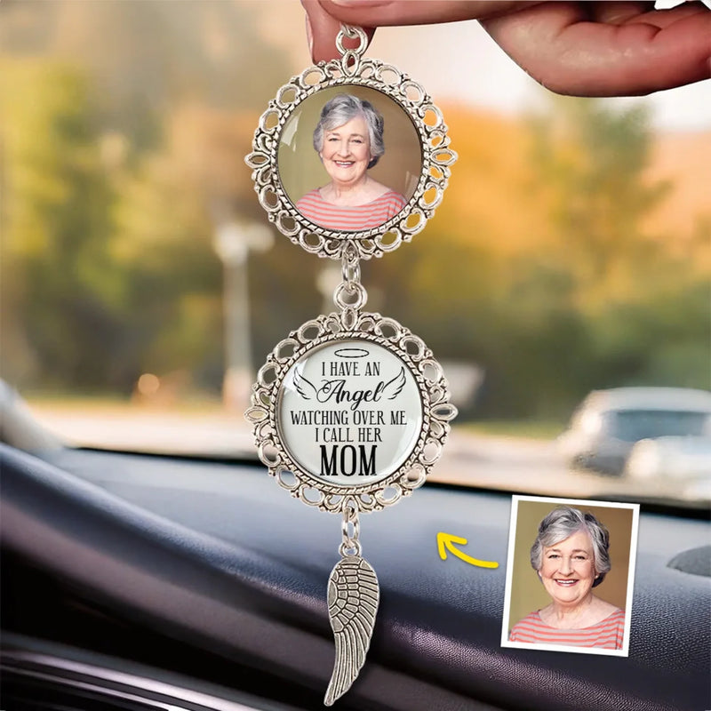 Custom Photo A Life Well Lived, A Love Well Shared - Memorial Personalized Custom Metal Car Hanging Ornament With Charm - Sympathy Gift For Family Members