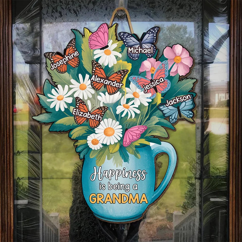 Custom Name Butterfly Grandma Gifts - Personalized Wood Sign