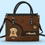 Custom Name Dog Lover Gifts - Personalized Leather Handbag
