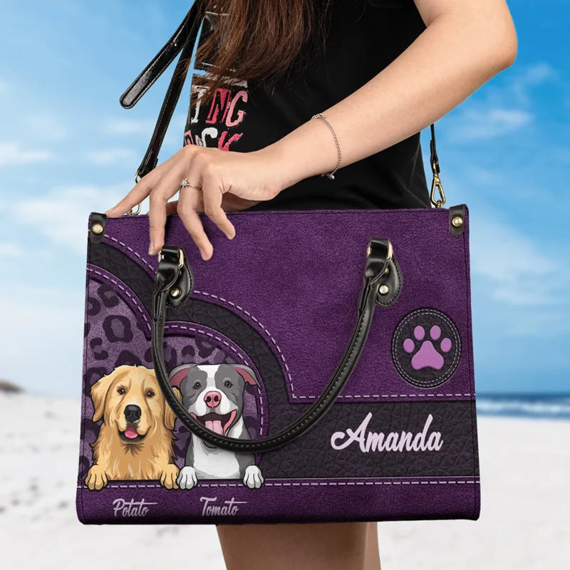 Custom Name Dog Lover Gifts - Personalized Leather Handbag