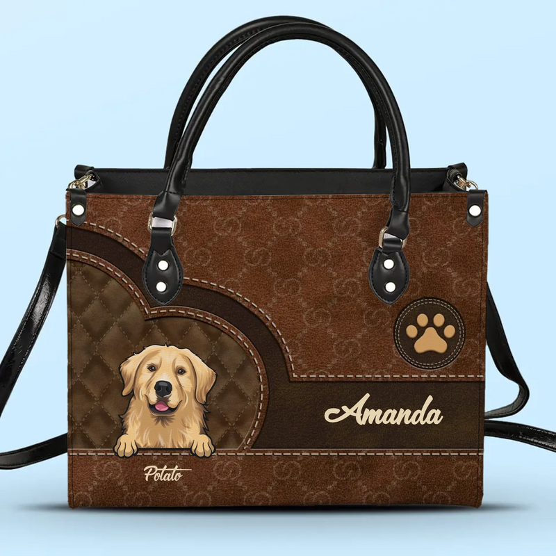Custom Name Dog Lover Gifts - Personalized Leather Handbag
