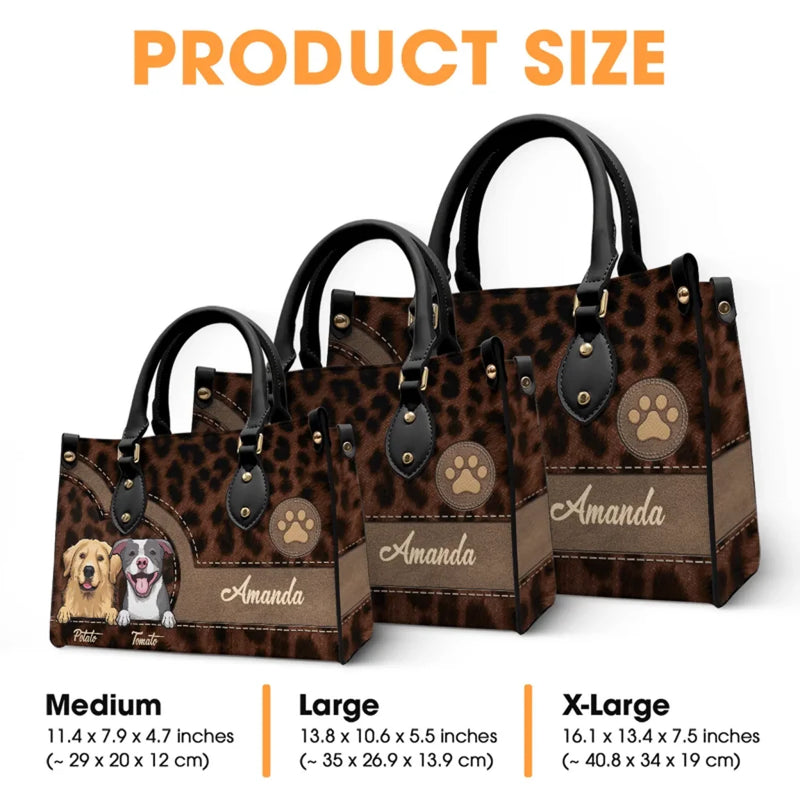 Custom Name Dog Lover Gifts - Personalized Leather Handbag
