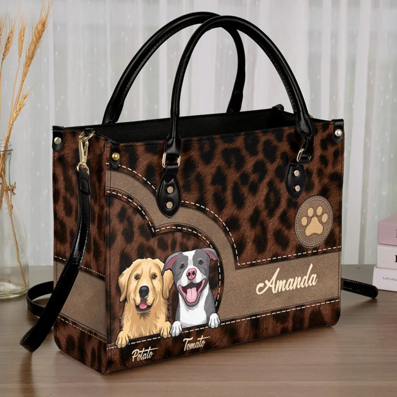 Custom Name Dog Lover Gifts - Personalized Leather Handbag