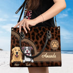 Custom Name Dog Lover Gifts - Personalized Leather Handbag