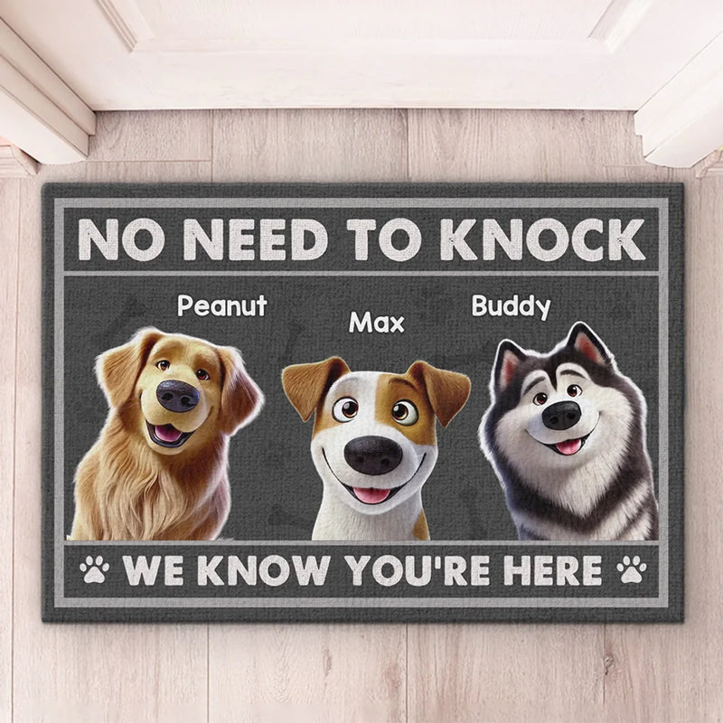 No Need To Knock, Our Security System Has Paws - Dog Personalized Custom Home Decor Decorative Mat - House Warming Gift For Pet Owners, Pet Lovers