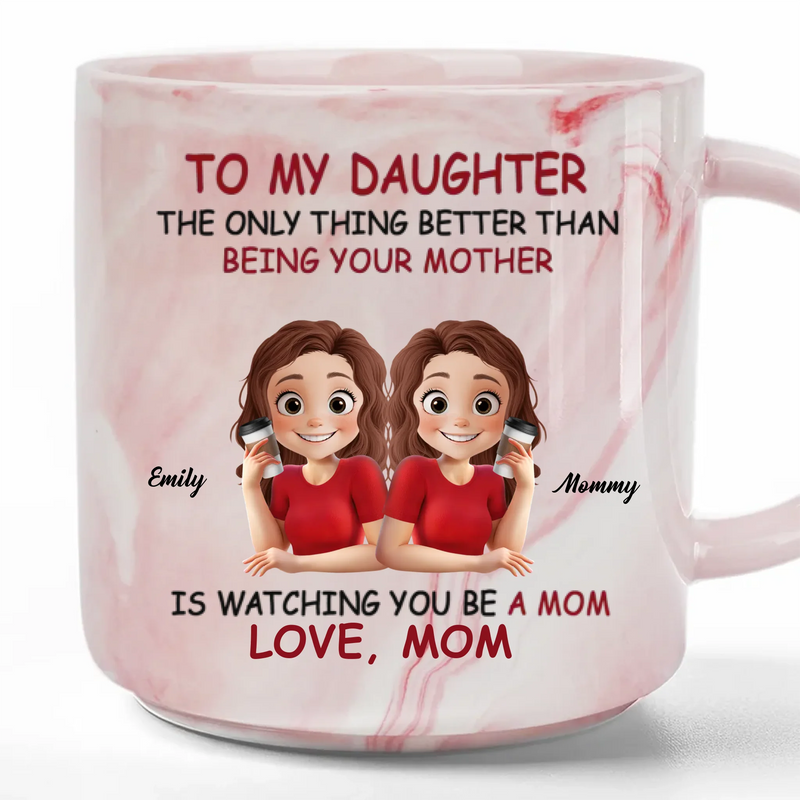 Her Love Is My Greatest Strength - Family Personalized Custom Marble Mug - Gift For Mom, Daughter