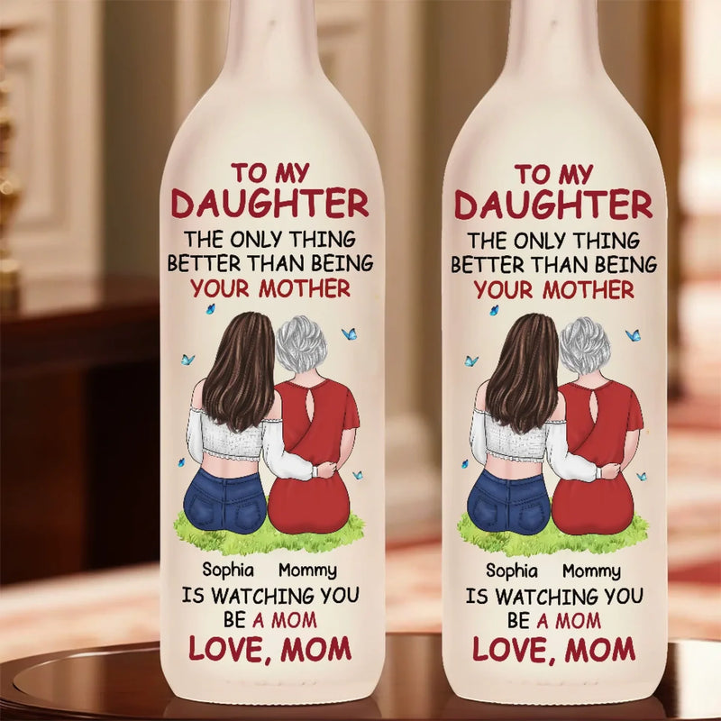No One Loves Like A Mom - Family Personalized Custom Bottle Lamp - Gift For Mom, Daughter