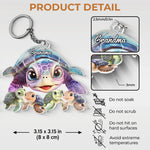 Custom Name Turtle Family Gifts for Grandma - Personalized Acrylic Keychain