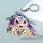 Custom Name Turtle Family Gifts for Grandma - Personalized Acrylic Keychain