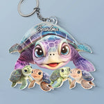 Custom Name Turtle Family Gifts for Grandma - Personalized Acrylic Keychain
