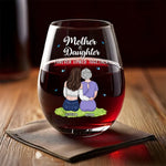 Custom Name Mother Daughter Gifts for Mom - Personalized Wine Glass