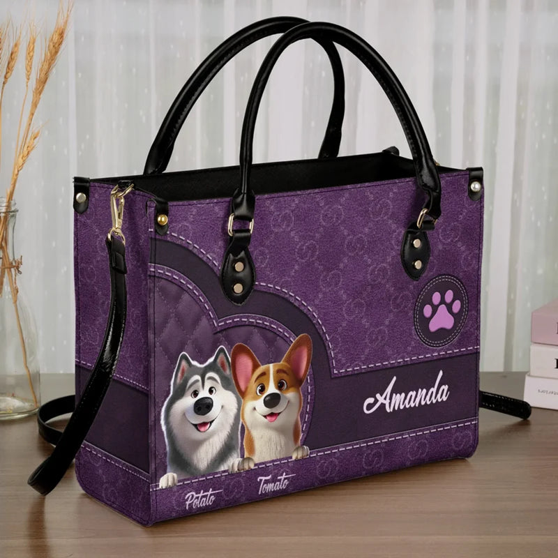 Custom Name Dog Lover Gifts - Personalized Leather Handbag