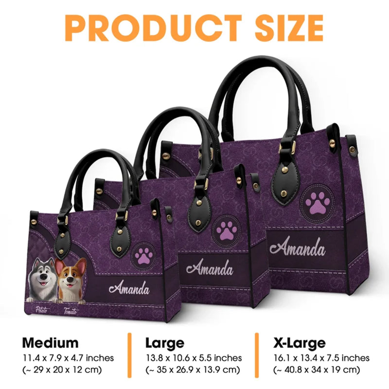 Custom Name Dog Lover Gifts - Personalized Leather Handbag