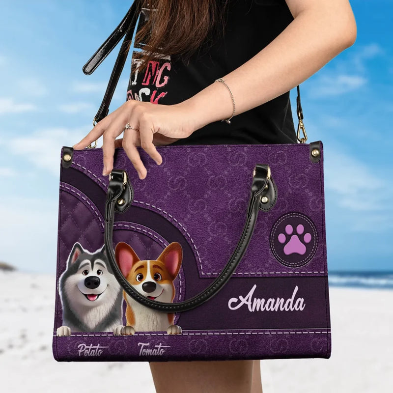Custom Name Dog Lover Gifts - Personalized Leather Handbag