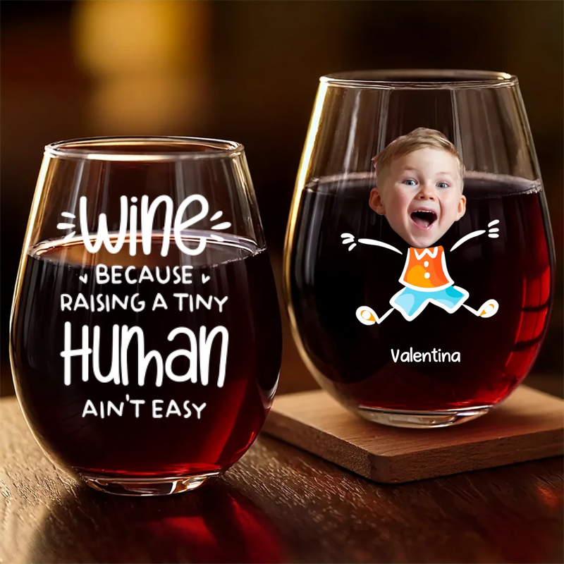 Custom Photo Name Gifts for Parents - Personalized Wine Glass