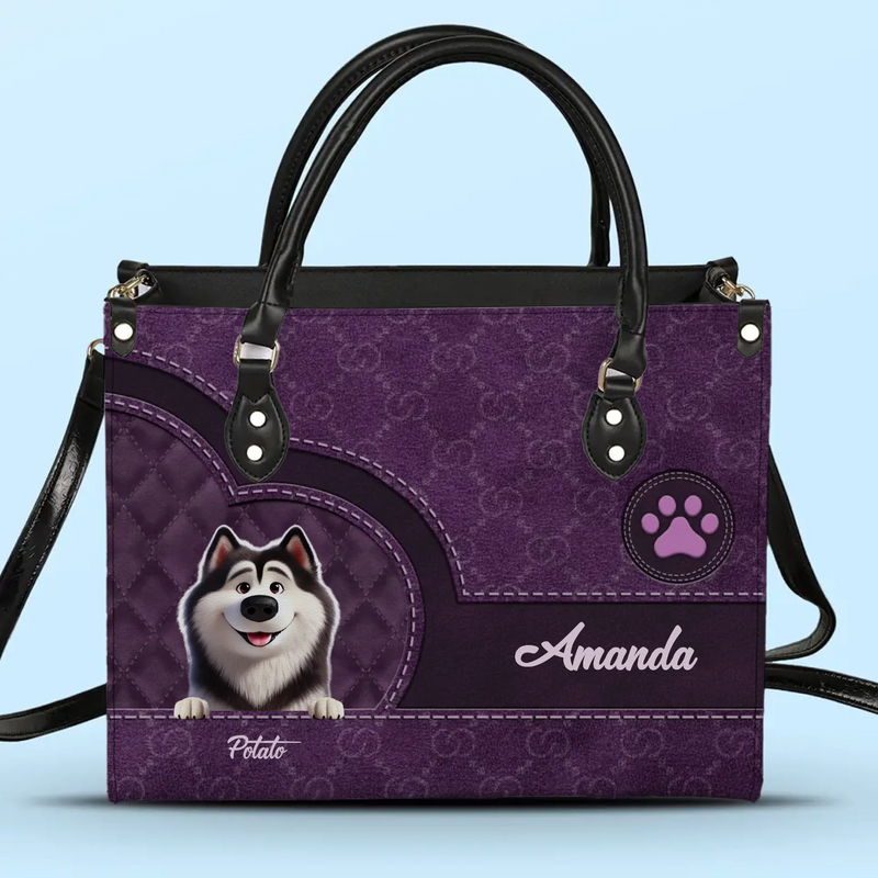 Custom Name Dog Lover Gifts - Personalized Leather Handbag