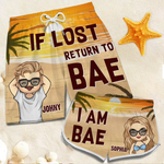 Custom Name Funny Bae Couple Gifts - Personalized Couple Beach Shorts