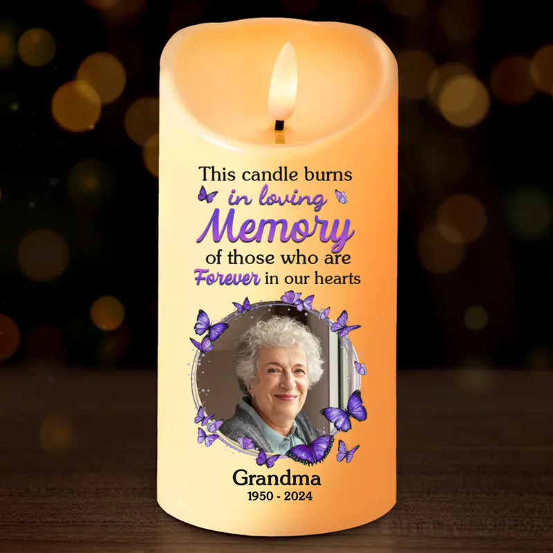Custom Photo In Our Hearts, You Will Always Stay - Memorial Personalized Custom LED Candle - New Arrival, Sympathy Gift, Christmas Gift For Family Members