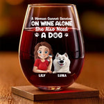 Custom Name Wine and Dog Gifts for Women - Personalized Wine Glass