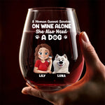 Custom Name Wine and Dog Gifts for Women - Personalized Wine Glass