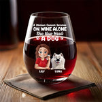 Custom Name Wine and Dog Gifts for Women - Personalized Wine Glass