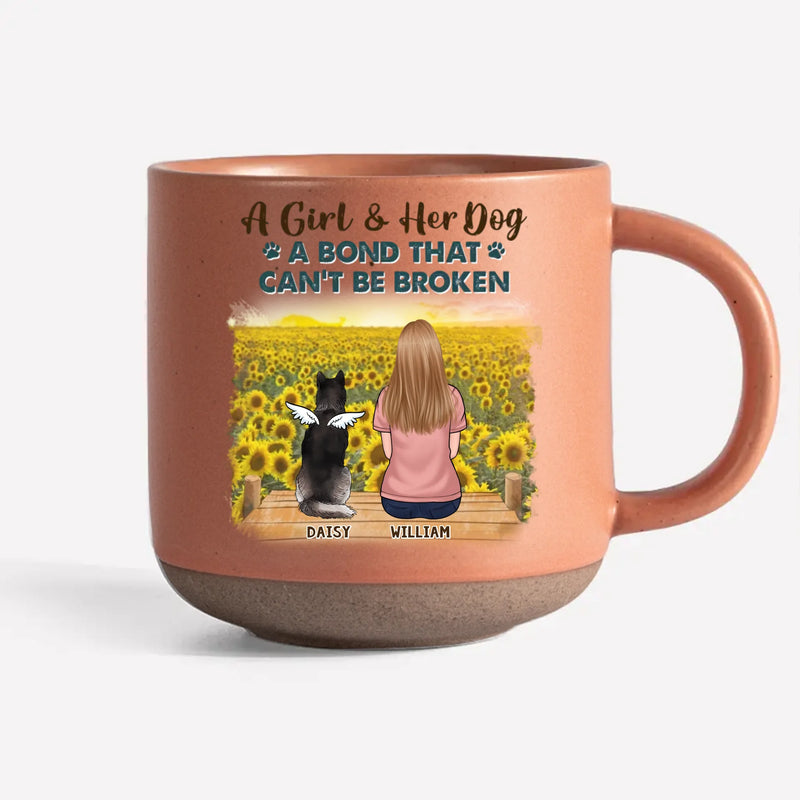 Custom Name Girl and Her Dog Gifts for Dog Lovers - Personalized Pottery Mug