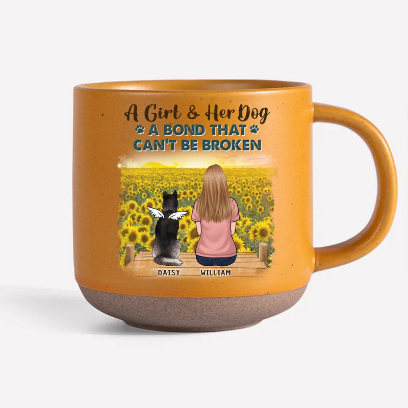 Custom Name Girl and Her Dog Gifts for Dog Lovers - Personalized Pottery Mug