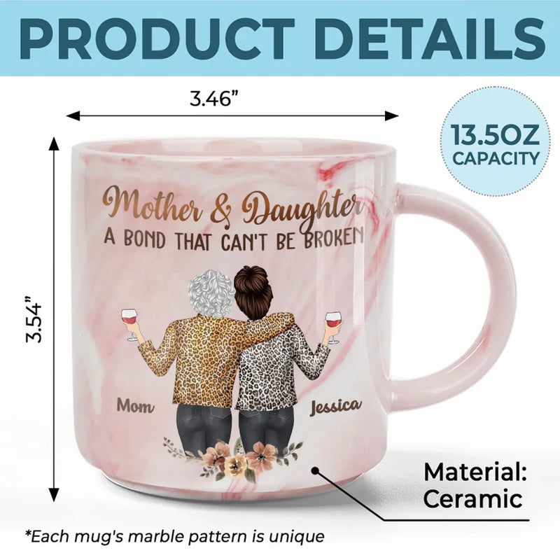 A Mother's Love Endures Through All - Family Personalized Custom Marble Mug - Mother's Day, Gift For Mom, Daughter