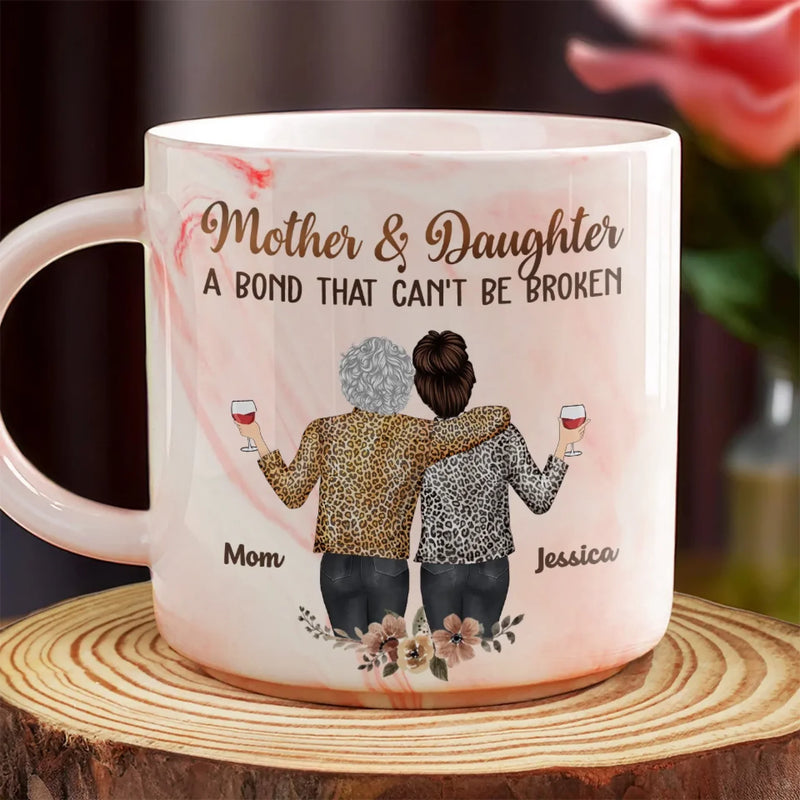 A Mother's Love Endures Through All - Family Personalized Custom Marble Mug - Mother's Day, Gift For Mom, Daughter